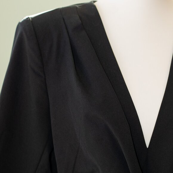 NWT Eloquii Size 14 Black Minidress w/Padded Shoulders and Twist Front - Picture 4 of 13